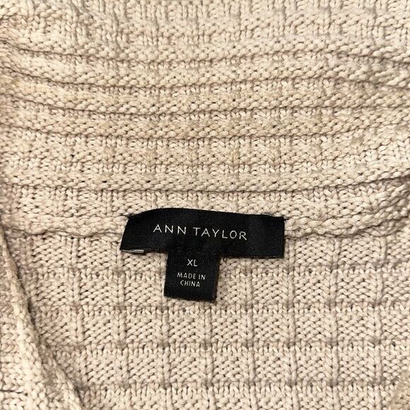 Ann Taylor XL Light Brown Tan Knit Double Breasted Collared Sweater Jacket - Picture 9 of 12